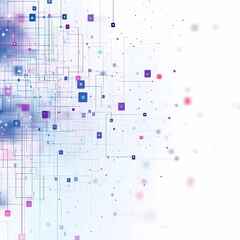 Wall Mural - abstract digital grid with tech symbols