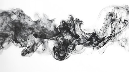 Wall Mural - Abstract black smoke on white background.