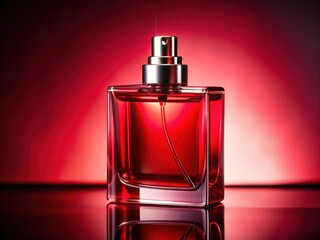 Elegant red cologne bottle with a sleek design, perfect for luxury fragrance and beauty displays