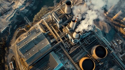 Poster - A factory emitting smoke from its stacks