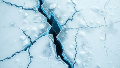 Wall Mural - Jagged Ice with Glowing Blue Cracks, Cold and Abstract Design