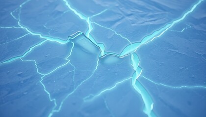 Wall Mural - Cold Icy Texture with Eerie Blue Cracks, Abstract Design