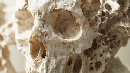 Poster - Close-Up of a Human Skull: Exploring the Intricate Anatomy of Bone