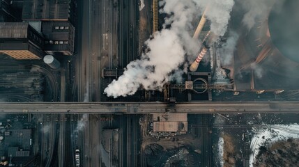 Wall Mural - A factory with thick smoke billowing out, a symbol of industrial activity