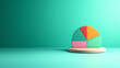 © Maksym - A smooth, detailed 3D pie chart with rich color tones, popping out from a simple pastel green background, each segment clearly defined