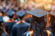 © MUdaylah - graduation, close up student hats in during commencement success graduates of the university, Concept education congratulation. geneative ai