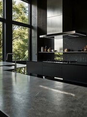 Sleek kitchen with smart tech and minimalist design.