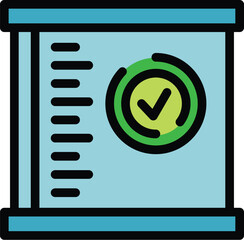 Wall Mural - this vector icon of a server rack features a green check mark, indicating a successful system verifi