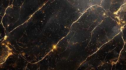 Naklejka na meble Elegant black marble texture with gold veins and subtle sparkle, perfect for backgrounds, design projects, and luxurious themes.