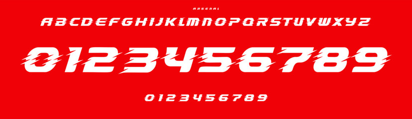 Aufkleber - Energy typography, windy speed numbers and letters, bold electric font for extreme sports branding, jersey numbers, team merchandise. Vector typeset