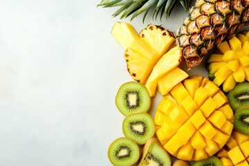 Vibrant Tropical Fruit Arrangement on White Background