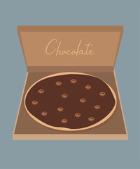 Wall Mural - Flat Design Illustration with Box At Pizza and Chocolate Taste