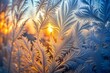 © Introvertia - Intricate frost patterns on windowpane at sunset