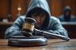© Myimages - A sorrowful defendant at a tribunal court, illustrating the emotions and consequences of criminal responsibility