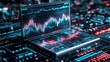 © Blue Ha Waii - AI - Explore the intricate interplay of data analytics in finance with this digital depiction featuring vibrant charts and market trends on a laptop screen.