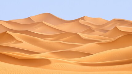 Canvas Print -   A group of sand dunes with a clear blue sky and wispy clouds in the distance