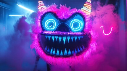 Poster - Neon Monster with Pink Fur