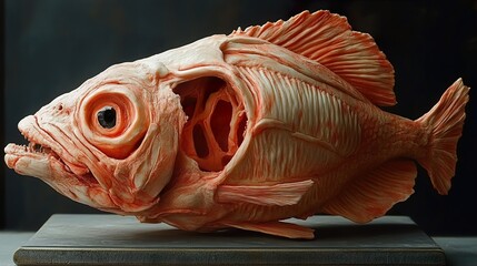 Canvas Print - Anatomical Fish Sculpture: A Detailed Study of Form and Texture