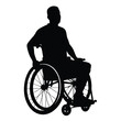 © Swapna graphics - a person in a wheelchair. The person is sitting in the wheelchair with their back to the camera, silhouette vector illustration,