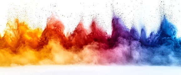 Wall Mural - Colorful powder explosion on white background.