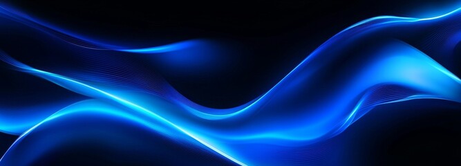 Light blue abstract wave on dark blue background grainy texture banner poster header design