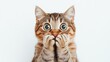 © Bijac - amazed feline with wide eyes dramatically covering mouth with fluffy paws crisp white background emphasizing cats expressive features and comical pose