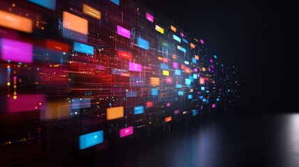 Wall Mural - Colorful Digital Data Flow in Abstract Background