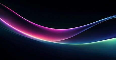 Wall Mural - bright pink blue white gradient wave on black background abstract color flow noise texture dark webs