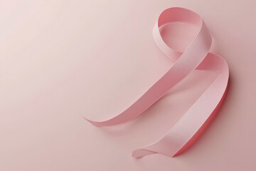 Pink ribbon on pink background. Breast cancer awareness concept. 3D Rendering with geneative ai