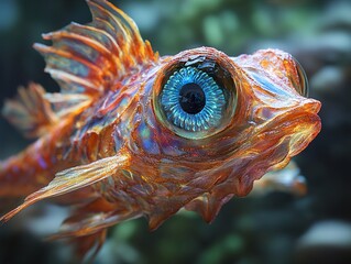 Sticker - Close-up of a Vibrant Fish with Iridescent Scales