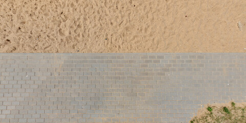 top view of the texture of paving slabs on pedestrian path