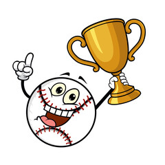 Sticker - baseball champion mascot vector illustration baseball character holding trophy design