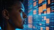 © Sufyan - AI cyber security threat illustration, school student learning data coding information technology, augmented reality artificial intelligence collage, side profile, copy space