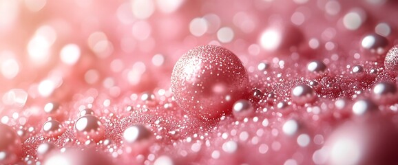 Canvas Print - Pink and silver shimmering background with soft focus bokeh.