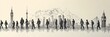 © Naruekaphon - A captivating pencil art illustration depicting a diverse group of people connected by a network of lines, symbolizing global connectivity, communication, collaboration, shared experiences, and human