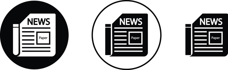 News publish, newspaper news latter icon set isolated on transparent background. Flat and line document style stock vector black collection for your website, mobile, presentation, and logo design.