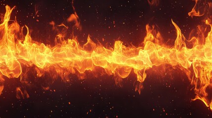 Sticker - A horizontal band of intense, orange flames against a dark background, with sparks flying around