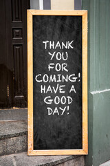 Wall Mural - Motivational advertising inscription. Chalk board advertisement on the street