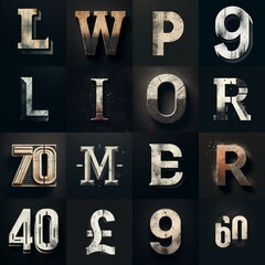 Wall Mural - Grunge Concrete Lettering Typeface. AI generated illustration