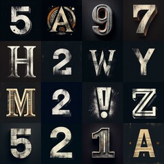 Wall Mural - Grunge Concrete Lettering Typeface. AI generated illustration