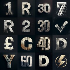 Wall Mural - Grunge Concrete Lettering Typeface. AI generated illustration