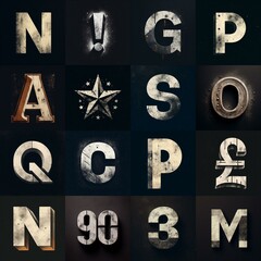 Wall Mural - Grunge Concrete Lettering Typeface. AI generated illustration