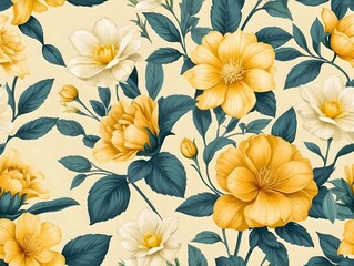 seamless pattern beauty flowers background