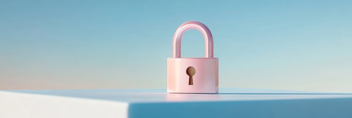 A simple and elegant image featuring a pink padlock placed on a gradient background, symbolizing security, protection, privacy, trust, and digital safety.