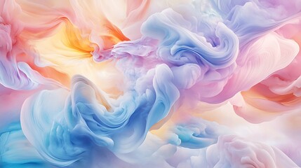 Sticker - Abstract colorful swirling paint background with soft pastel hues.