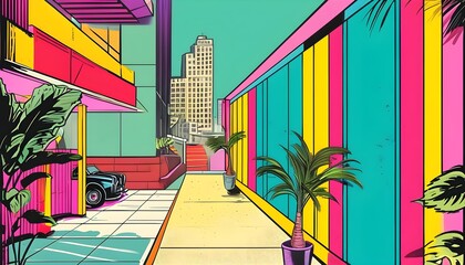 Wall Mural - Dynamic Retro Pop Art Comic Background for Creative and Playful Designs