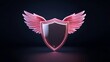 © Naru - A pink shield with wings symbolizes protection, power, resilience, and the ability to overcome challenges. The wings represent freedom and the ability to soar above adversity.