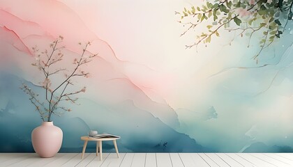 Serene Pastel Watercolor Wallpaper Featuring Soft Flowing Patterns for an Artistic Ambiance