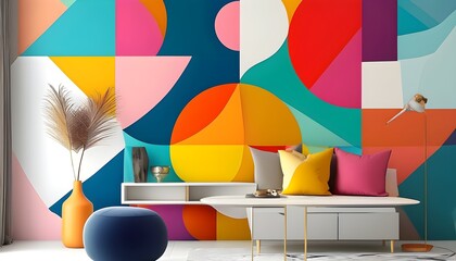 Vibrant Abstract Geometry Bringing Bold Shapes and Contrasting Colors to Contemporary Wallpaper Design