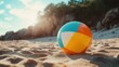 © acnaleksy - multicolored beach ball bouncing on the sandy beach